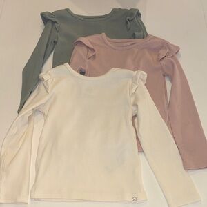 Adorable Ruffle Long Sleeve Tees for Kids - Green, Pink, and White